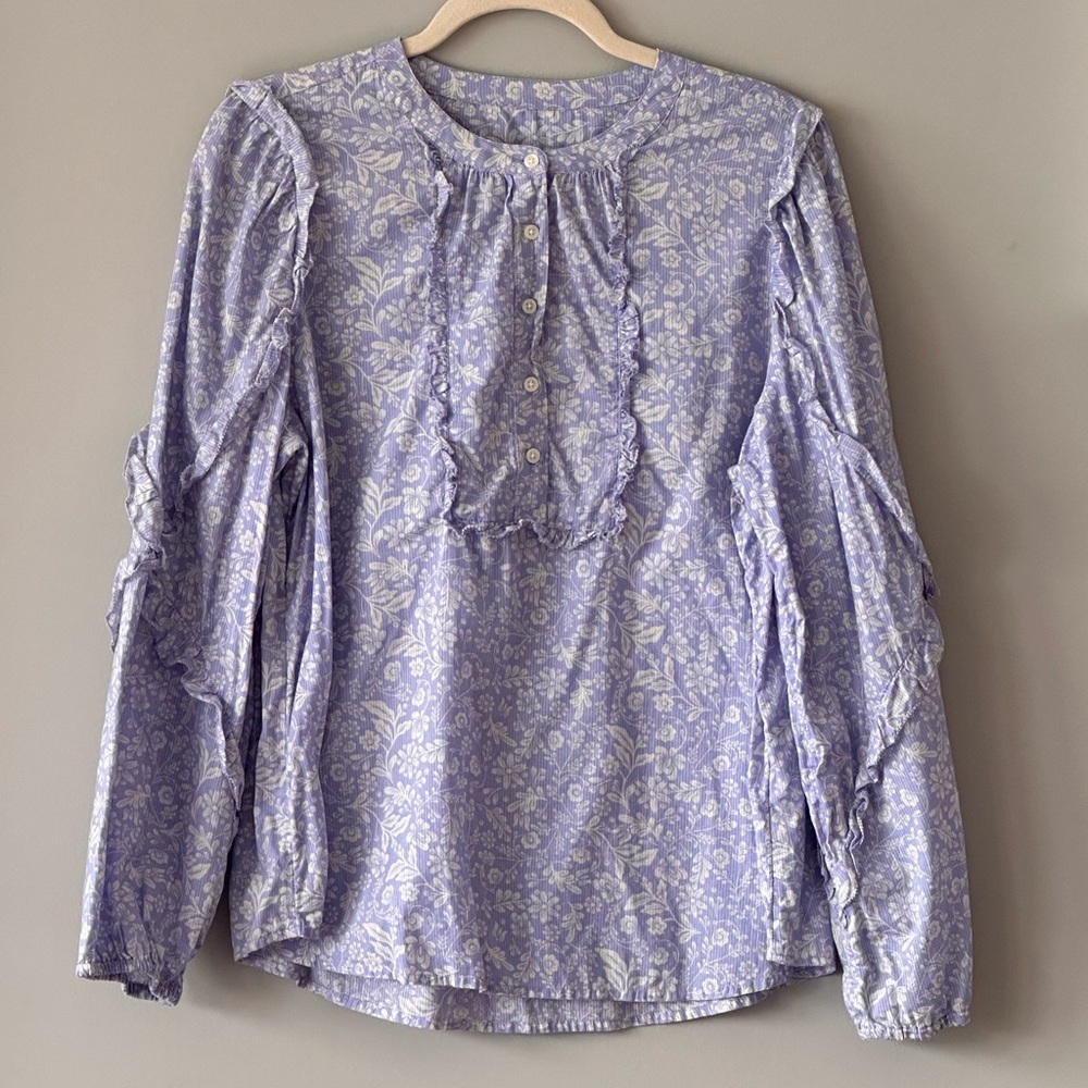J crew cotton bably blue/ purplish color. White flowers. M